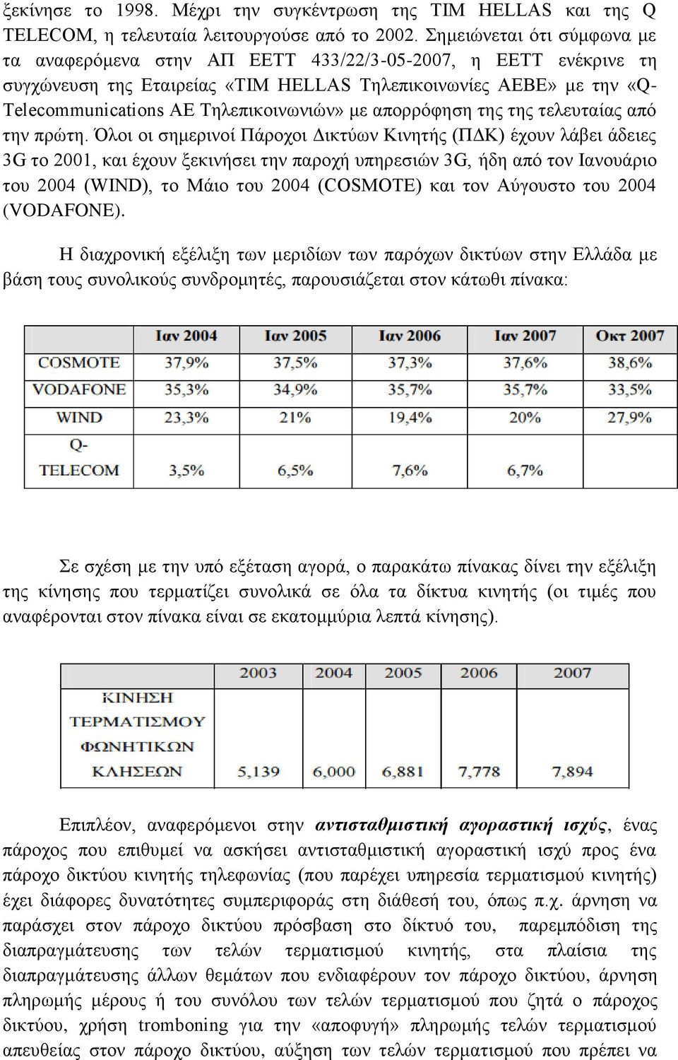 Tηλεπικοινωνιών» με απορρόφηση της της τελευταίας από την πρώτη.