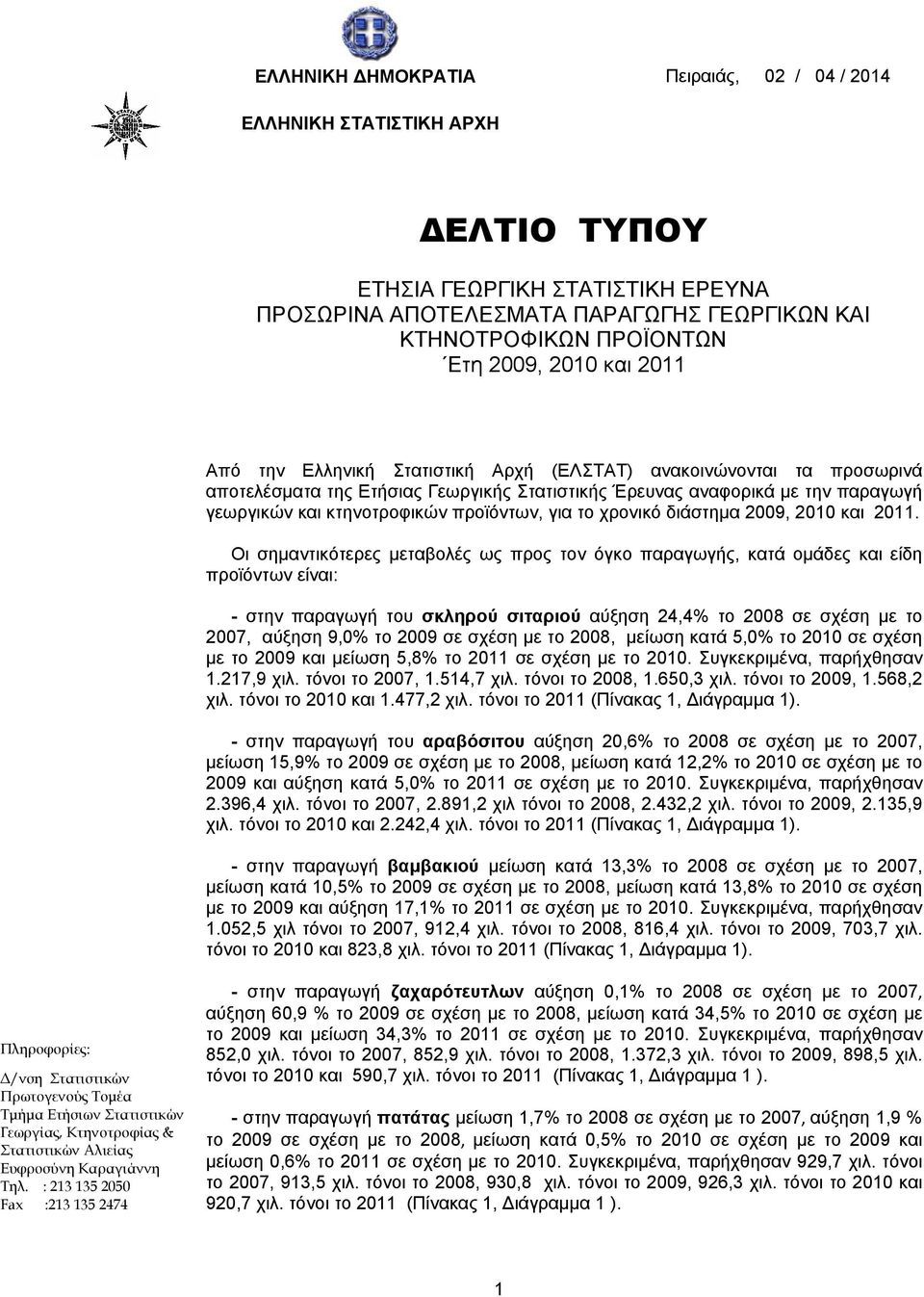 προϊόντων, για το χρονικό διάστημα 2009, 2010 και 2011.