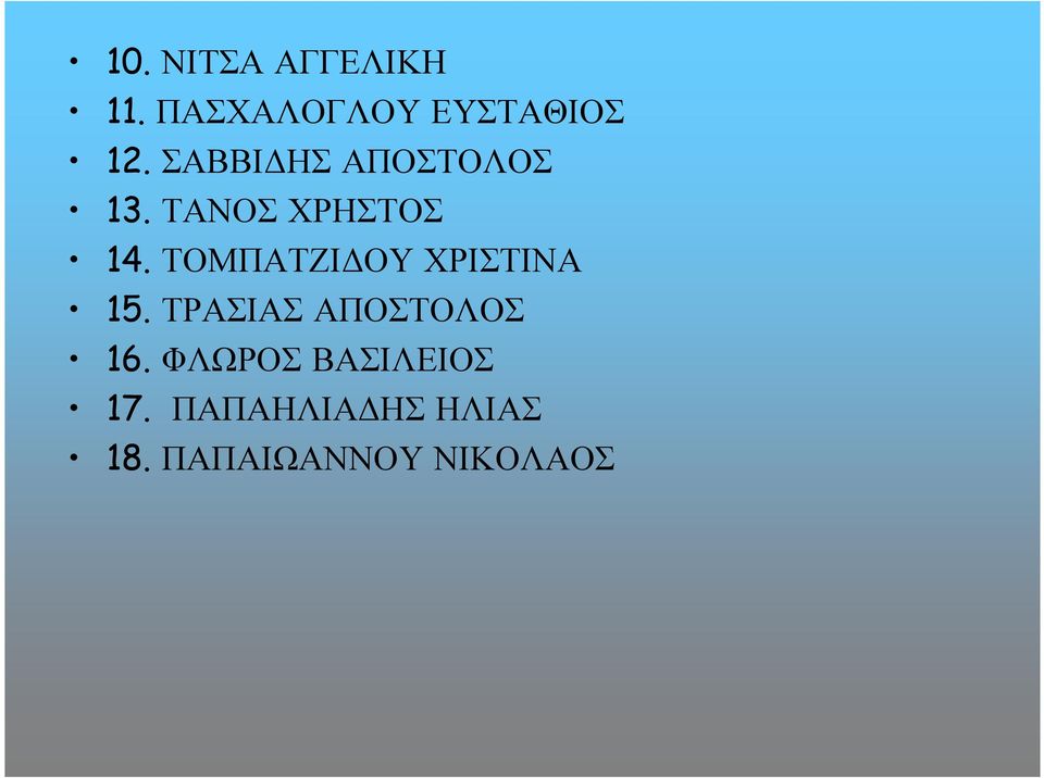 ΤΟΜΠΑΤΖΙ ΟΥΧΡΙΣΤΙΝΑ 15. ΤΡΑΣΙΑΣΑΠΟΣΤΟΛΟΣ 16.