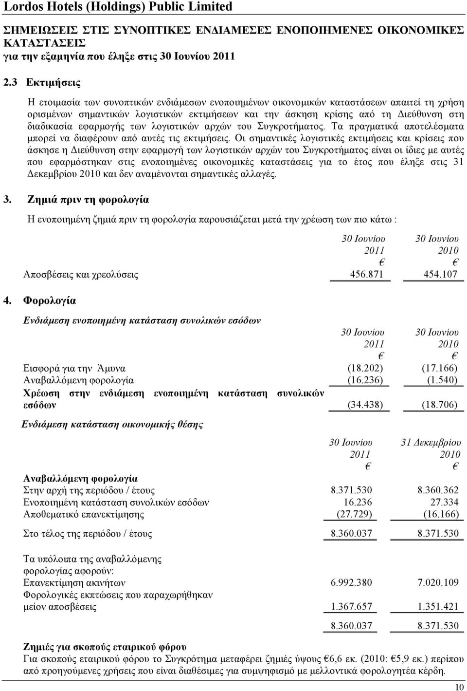 διαδικασία εφαρμογής των λογιστικών αρχών του Συγκροτήματος. Τα πραγματικά αποτελέσματα μπορεί να διαφέρουν από αυτές τις εκτιμήσεις.