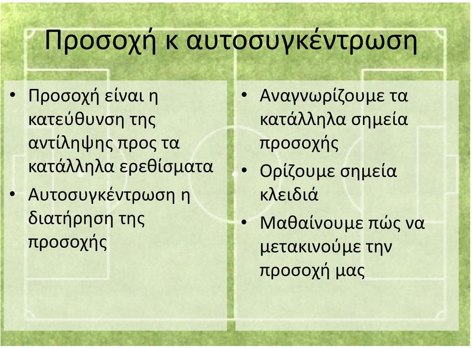 διατήρηση της προσοχής Αναγνωρίζουμε τα κατάλληλα σημεία