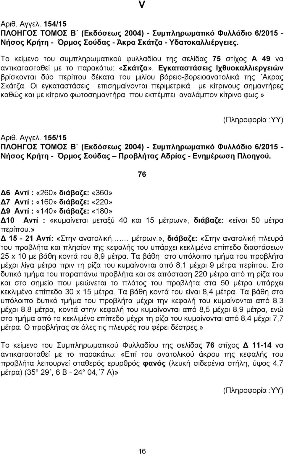 Εγκαταστάσεις Ιχθυοκαλλιεργειών βρίσκονται δύο περίπου δέκατα του μιλίου βόρειο-βορειοανατολικά της Ακρας Σκάτζα.