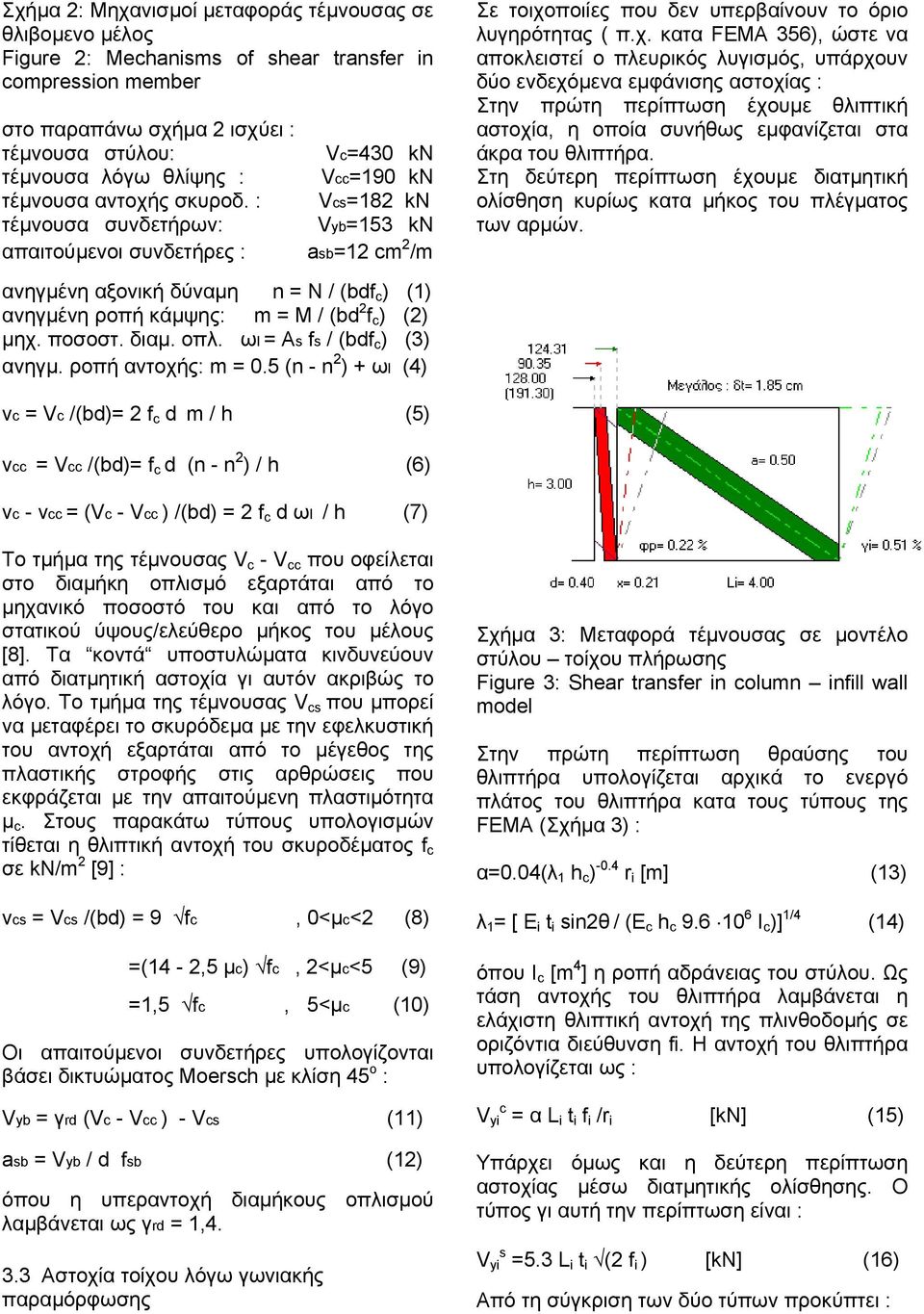 ς σκυροδ. : Vcs=182 kn τέµνουσα συνδετήρων: Vyb=153 kn απαιτούµενοι συνδετήρες : asb=12 cm 2 /m Σε τοιχο