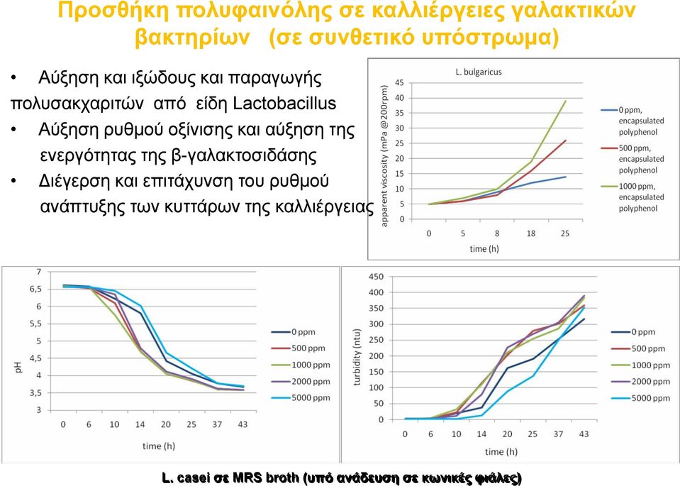 οξίνισης και αύξηση της ενεργότητας της β-γαλακτοσιδάσης Διέγερση και επιτάχυνση του