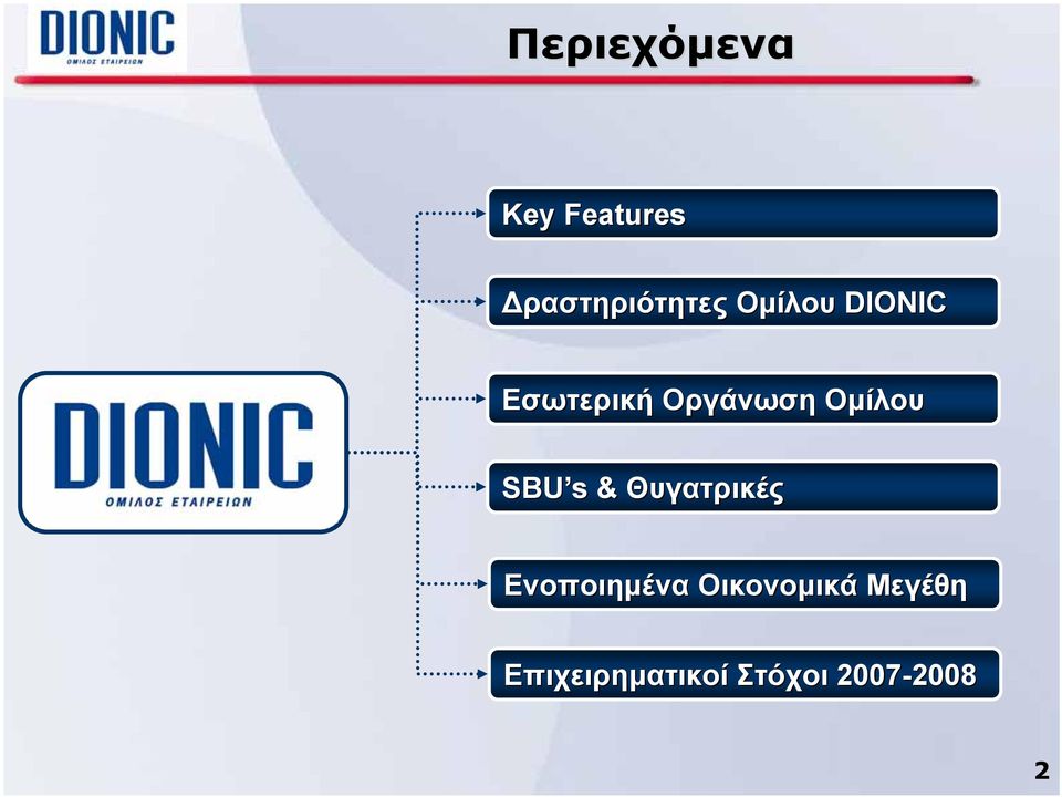 SBU s & Θυγατρικές Ενοποιημένα Οικονομικά
