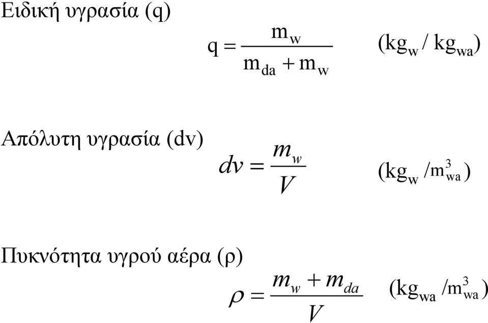 dv m V (kg / ) m 3 a Πυκνότητα