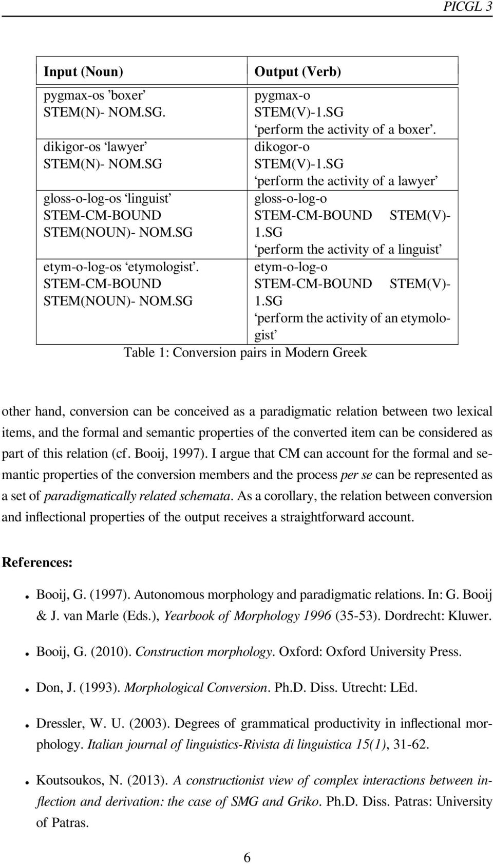 SG perform the activity of a linguist etym-o-log-o STEM-CM-BOUND STEM(V)- 1.