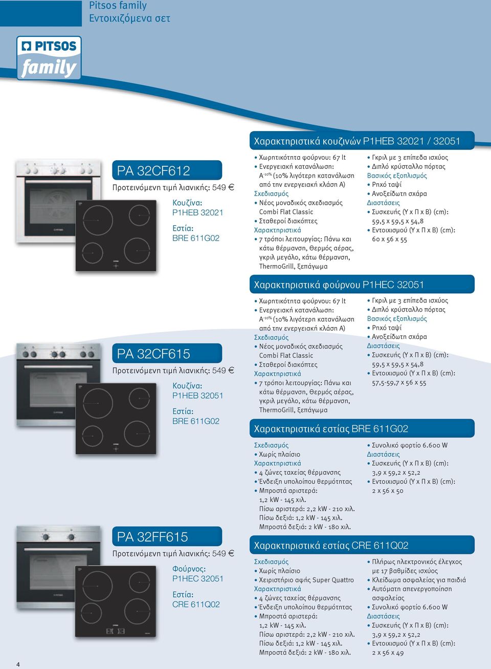 θέρμανση, ThermoGrill, ξεπάγωμα Γκριλ με 3 επίπεδα ισχύος Διπλό κρύσταλλο πόρτας Βασικός εξοπλισμός Ρηχό ταψί Ανοξείδωτη σχάρα Συσκευής (Y χ Π x Β) (cm): 59,5 x 59,5 x 54,8 Εντοιχισμού (Y χ Π x Β)