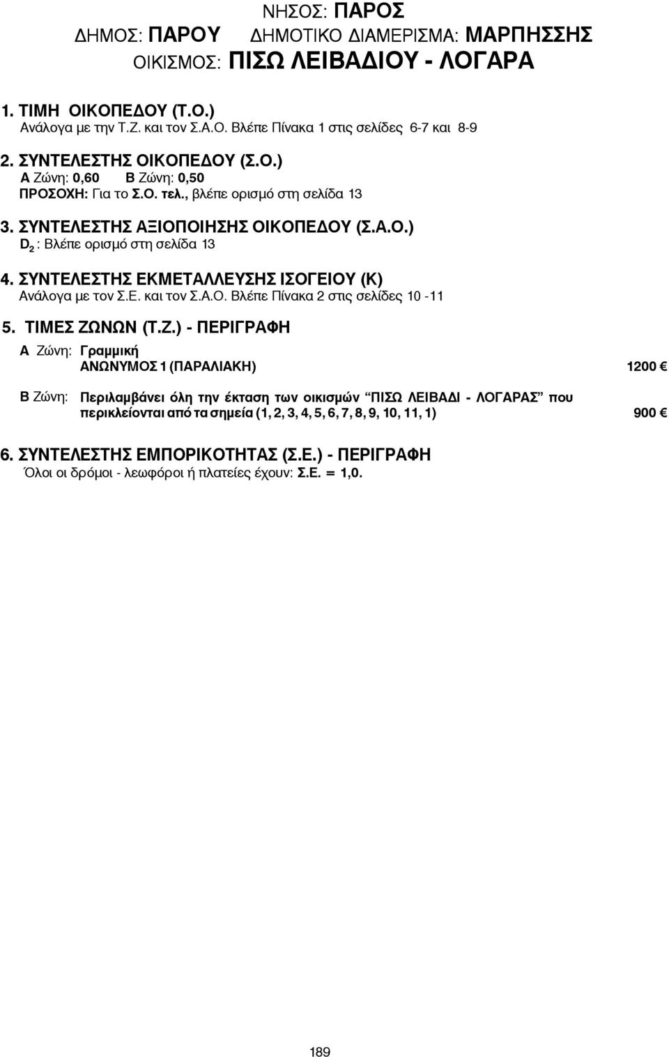 Περιλαμβάνει όλη την έκταση των οικισμών ΠΙΣΩ ΛΕΙΒΑΔΙ - ΛΟΓΑΡΑΣ που