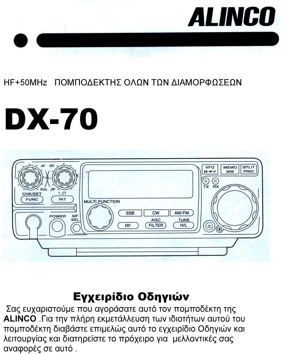 Για την πλήρη εκµετάλλευση των ιδιοτήτων αυτού του ποµποδέκτη διαβάστε επιµελώς