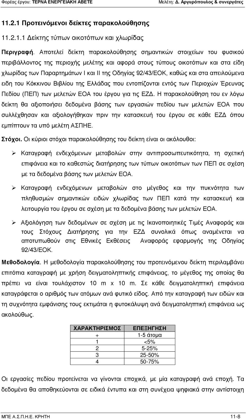 92/43/ΕΟΚ, καθώς και στα απειλούμενα ειδη του Κόκκινου Βιβλίου της Ελλάδας που εντοπίζονται εντός των Περιοχών Έρευνας Πεδίου (ΠΕΠ) των μελετών ΕΟΑ του έργου για τις ΕΖΔ.