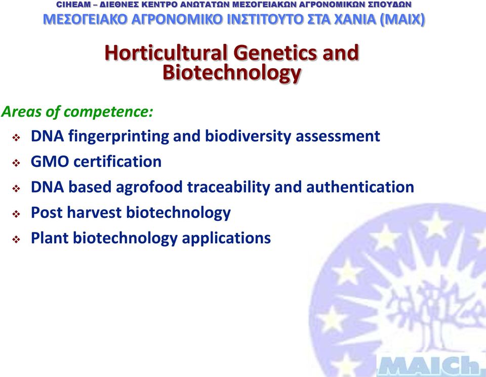 GMO certification DNA based agrofood traceability and