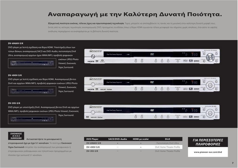 Εκτός από τις νεότερες τεχνολογίες αναπαραγωγής DVD, προηγμένες συνδέσεις όπως η θύρα HDMI εγγυώνται τέλεια μεταφορά του σήματος χωρίς απώλειες, έτσι ώστε το υψηλής ανάλυσης περιεχόμενο να