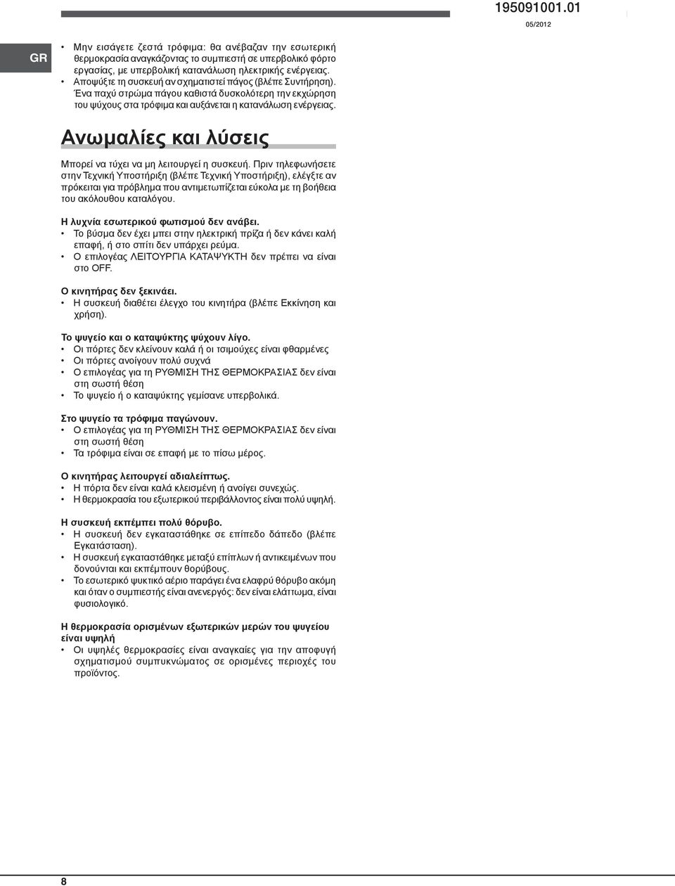 Ανωμαλίες και λύσεις Μπορεί να τύχει να μη λειτουργεί η συσκευή.
