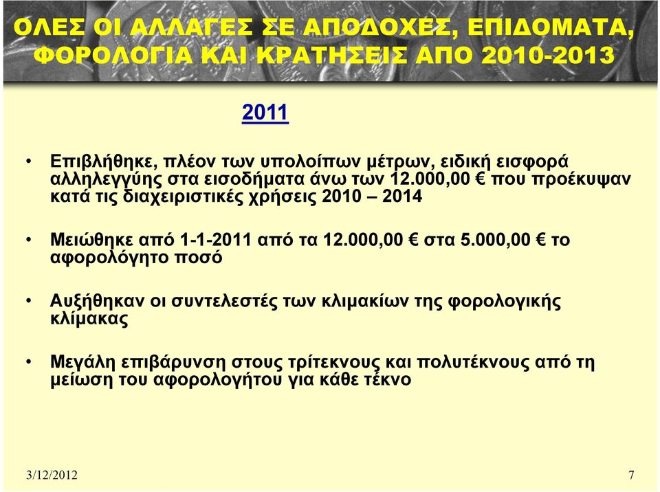 000,00 που προέκυψαν κατά τις διαχειριστικές χρήσεις 2010 2014 Μειώθηκε ε από 1-1-2011 από τα 12.000,00 στα σα5.