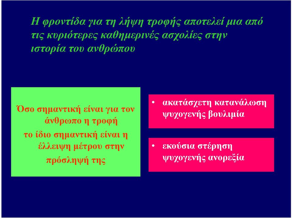 τον άνθρωπο η τροφή το ίδιο σημαντική είναι η έλλειψη μέτρου στην