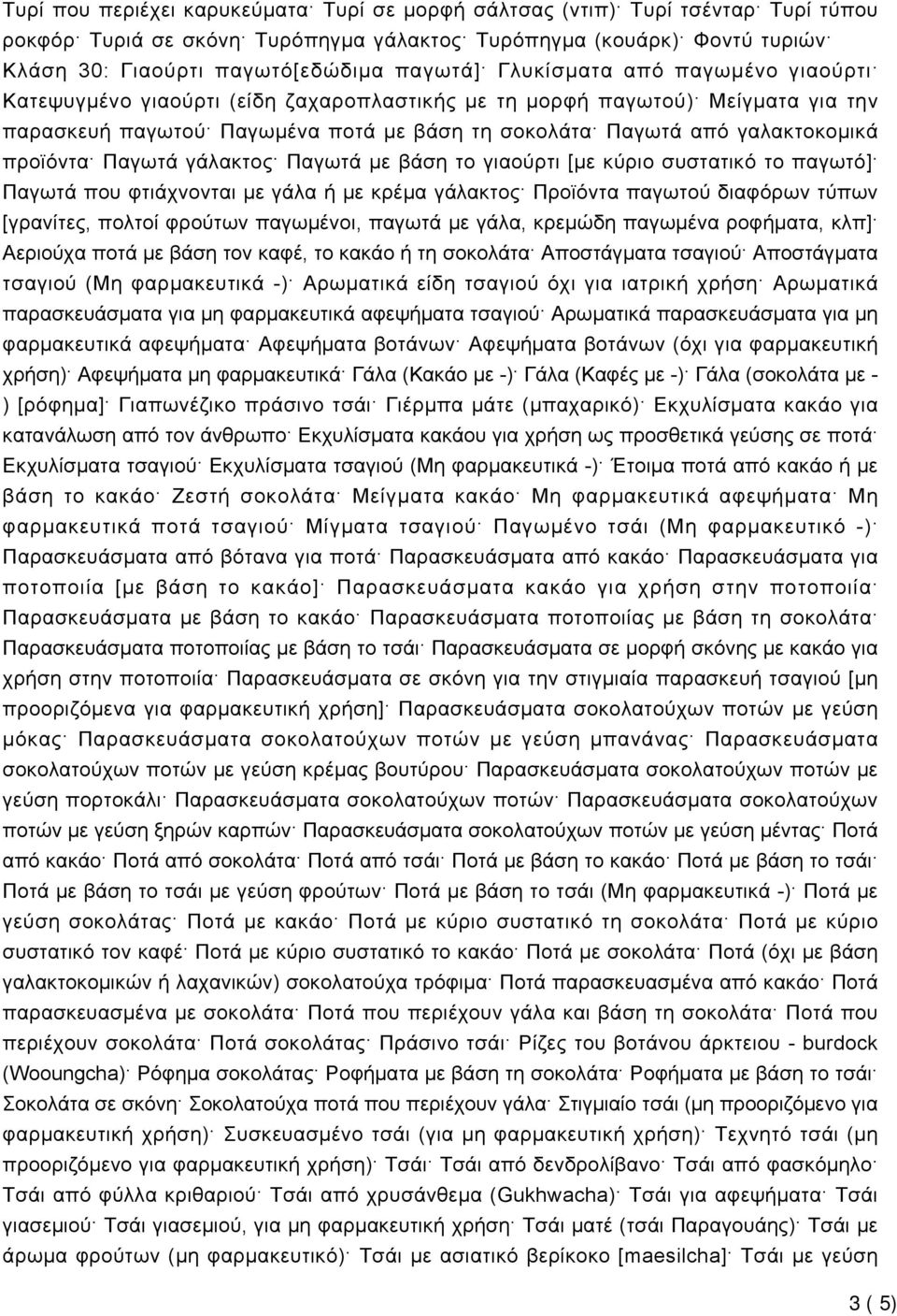 Παγωτά γάλακτος Παγωτά με βάση το γιαούρτι [με κύριο συστατικό το παγωτό] Παγωτά που φτιάχνονται με γάλα ή με κρέμα γάλακτος Προϊόντα παγωτού διαφόρων τύπων [γρανίτες, πολτοί φρούτων παγωμένοι,