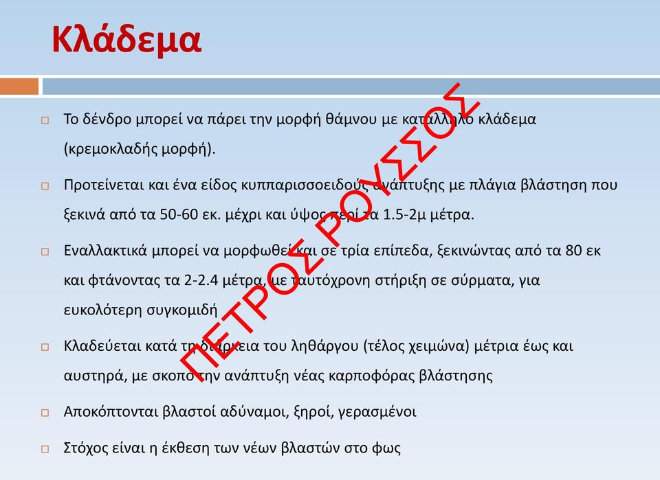 Εναλλακτικά μπορεί να μορφωθεί και σε τρία επίπεδα, ξεκινώντας από τα 80 εκ και φτάνοντας τα 2-2.