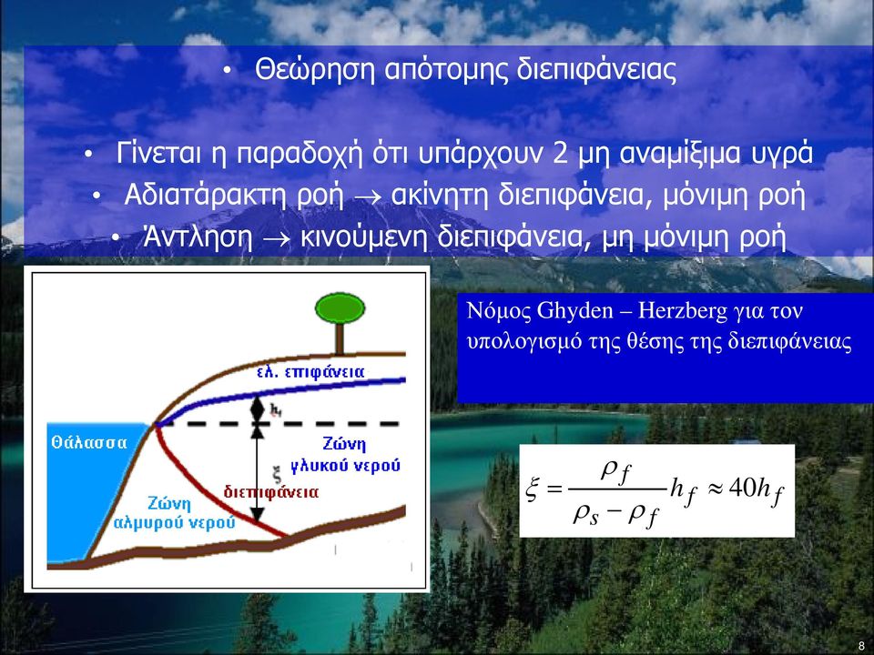 Άντληση κινούμενη διεπιφάνεια, μη μόνιμη ροή Νόμος Ghyden Herzberg