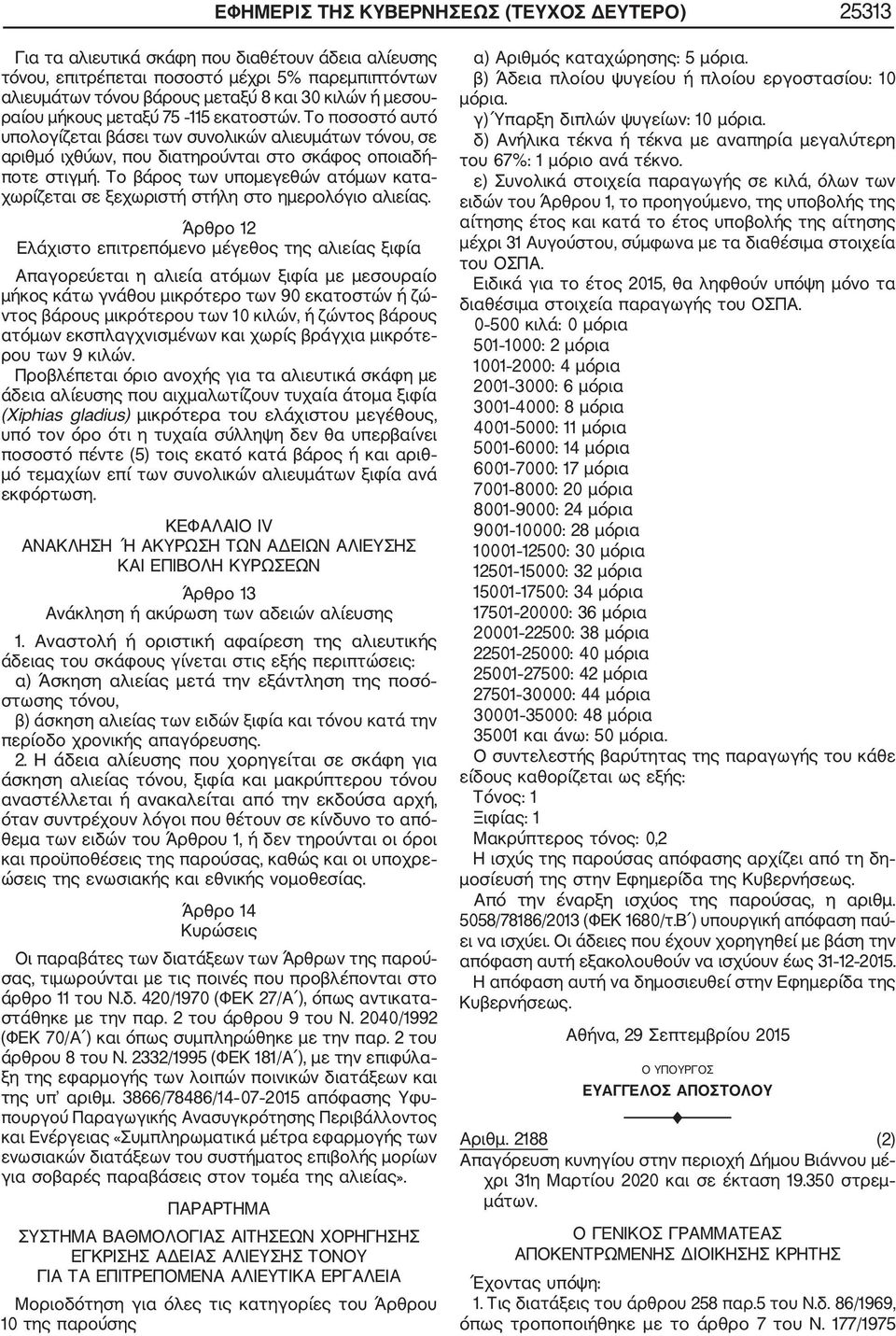 Το βάρος των υπομεγεθών ατόμων κατα χωρίζεται σε ξεχωριστή στήλη στο ημερολόγιο αλιείας.