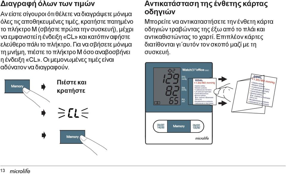 η ένδειξη /min «CL». Οι μεμονωμένες τιμές είναι αδύνατον να διαγραφούν.