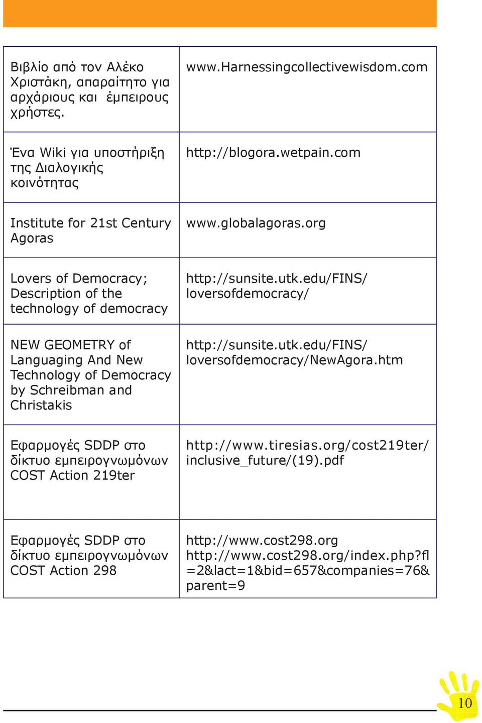 edu/fins/ loversofdemocracy/ NEW GEOMETRY of Languaging And New Technology of Democracy by Schreibman and Christakis http://sunsite.utk.edu/fins/ loversofdemocracy/newagora.