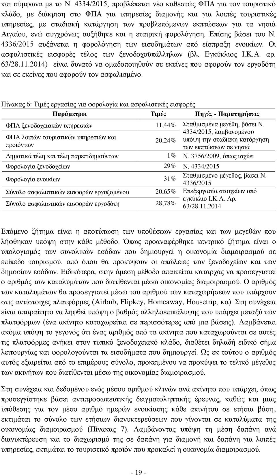 για τα νησιά Αιγαίου, ενώ συγχρόνως αυξήθηκε και η εταιρική φορολόγηση. Επίσης βάσει του Ν. 4336/2015 αυξάνεται η φορολόγηση των εισοδημάτων από είσπραξη ενοικίων.