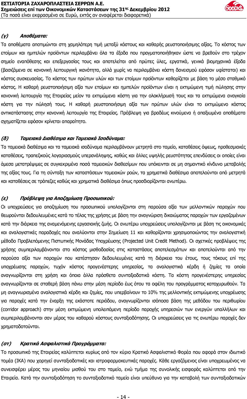 εργατικά, γενικά βιομηχανικά έξοδα (βασιζόμενα σε κανονική λειτουργική ικανότητα, αλλά χωρίς να περιλαμβάνει κόστη δανεισμού εφόσον υφίσταται) και κόστος συσκευασίας.