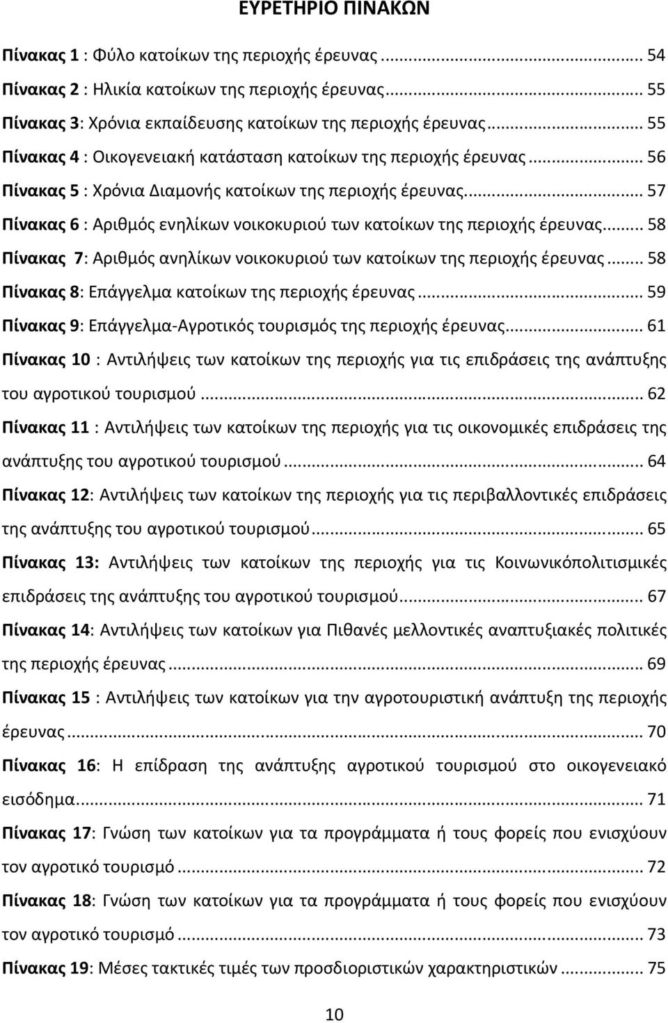 .. 57 Πίνακας 6 : Αριθμός ενηλίκων νοικοκυριού των κατοίκων της περιοχής έρευνας... 58 Πίνακας 7: Αριθμός ανηλίκων νοικοκυριού των κατοίκων της περιοχής έρευνας.
