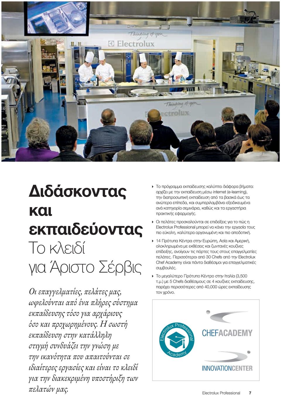 ``Το πρόγραμμα εκπαίδευσης καλύπτει διάφορα βήματα: αρχίζει με την εκπαίδευση μέσω internet (e-learning), την διαπροσωπική εκπαίδευση από τα βασικά έως τα ανώτερα επίπεδα, και συμπεριλαμβάνει