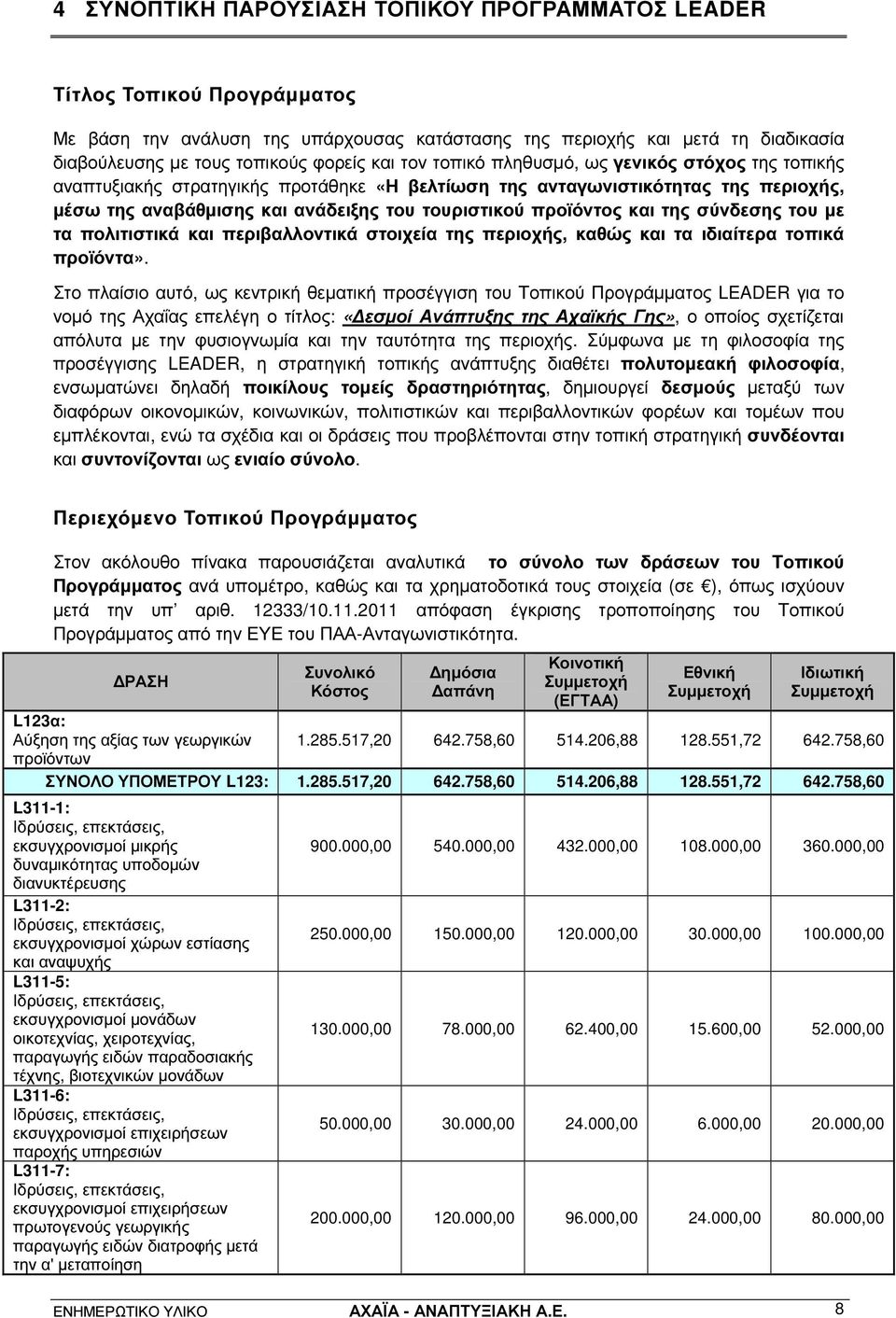 και της σύνδεσης του µε τα πολιτιστικά και περιβαλλοντικά στοιχεία της περιοχής, καθώς και τα ιδιαίτερα τοπικά προϊόντα».