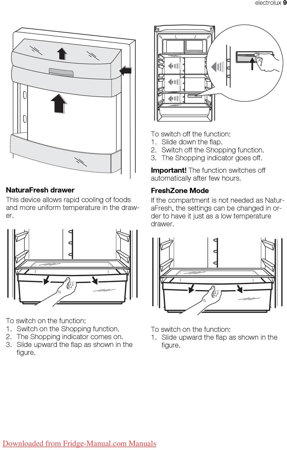 FreshZone Mode If the compartment is not needed as NaturaFresh, the settings can be changed in order to have it just as a low temperature drawer.