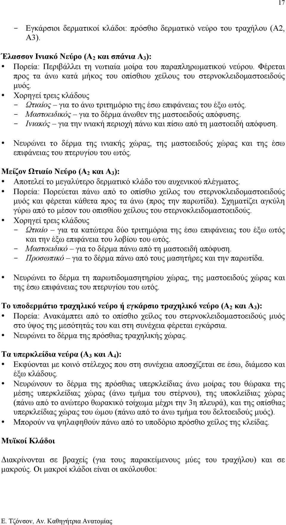 - Μαστοειδικός για το δέρµα άνωθεν της µαστοειδούς απόφυσης. - Ινιακός για την ινιακή περιοχή πάνω και πίσω από τη µαστοειδή απόφυση.