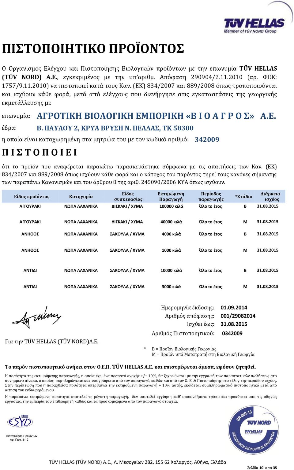 08.2015 ΑΝΤΙΔΙ ΝΩΠΑ ΛΑΧΑΝΙΚΑ ΣΑΚΟΥΛΑ / ΧΥΜΑ 10000 κιλά Όλο το έτος Β 31.08.2015 ΑΝΤΙΔΙ ΝΩΠΑ ΛΑΧΑΝΙΚΑ ΣΑΚΟΥΛΑ / ΧΥΜΑ 3000 κιλά Όλο το έτος Μ 31.08.2015 συνημμένο πίνακα, ο οποίος συμπληρώνεται και υπογράφεται από τον παραγωγό, καθώς και από τον Ο.