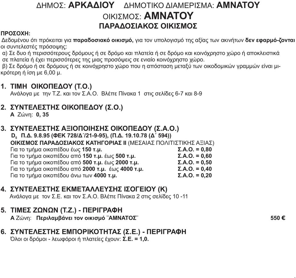 οικοπέδου από 150 τμ έως 500 τμ ΣΑΟ = 0,60 Για το τμήμα οικοπέδου από 500 τμ έως 2000 τμ ΣΑΟ = 0,50 Για το τμήμα οικοπέδου από 2000 τμ έως 4000 τμ ΣΑΟ = 0,40 Για το τμήμα οικοπέδου άνω των 4000 τμ