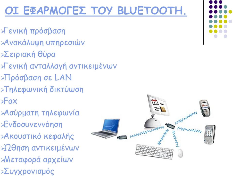 ανταλλαγή αντικειμένων Πρόσβαση σε LAN Τηλεφωνική δικτύωση