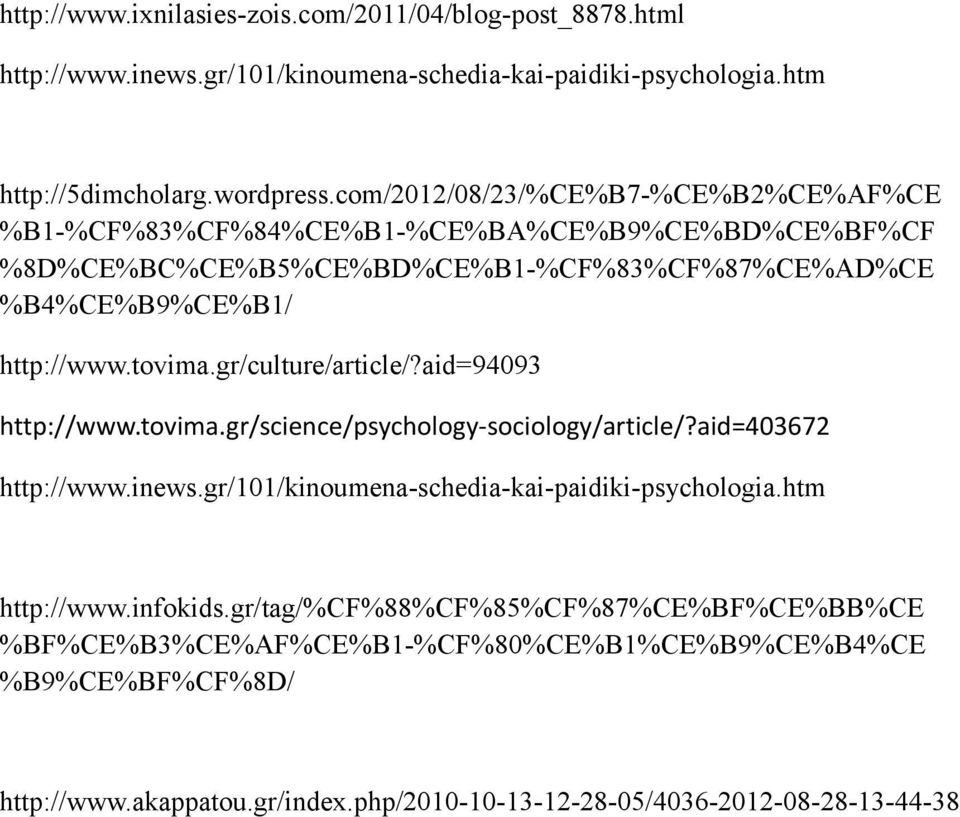 gr/culture/article/?aid=94093 http://www.tovima.gr/science/psychology-sociology/article/?aid=403672 http://www.inews.gr/101/kinoumena-schedia-kai-paidiki-psychologia.