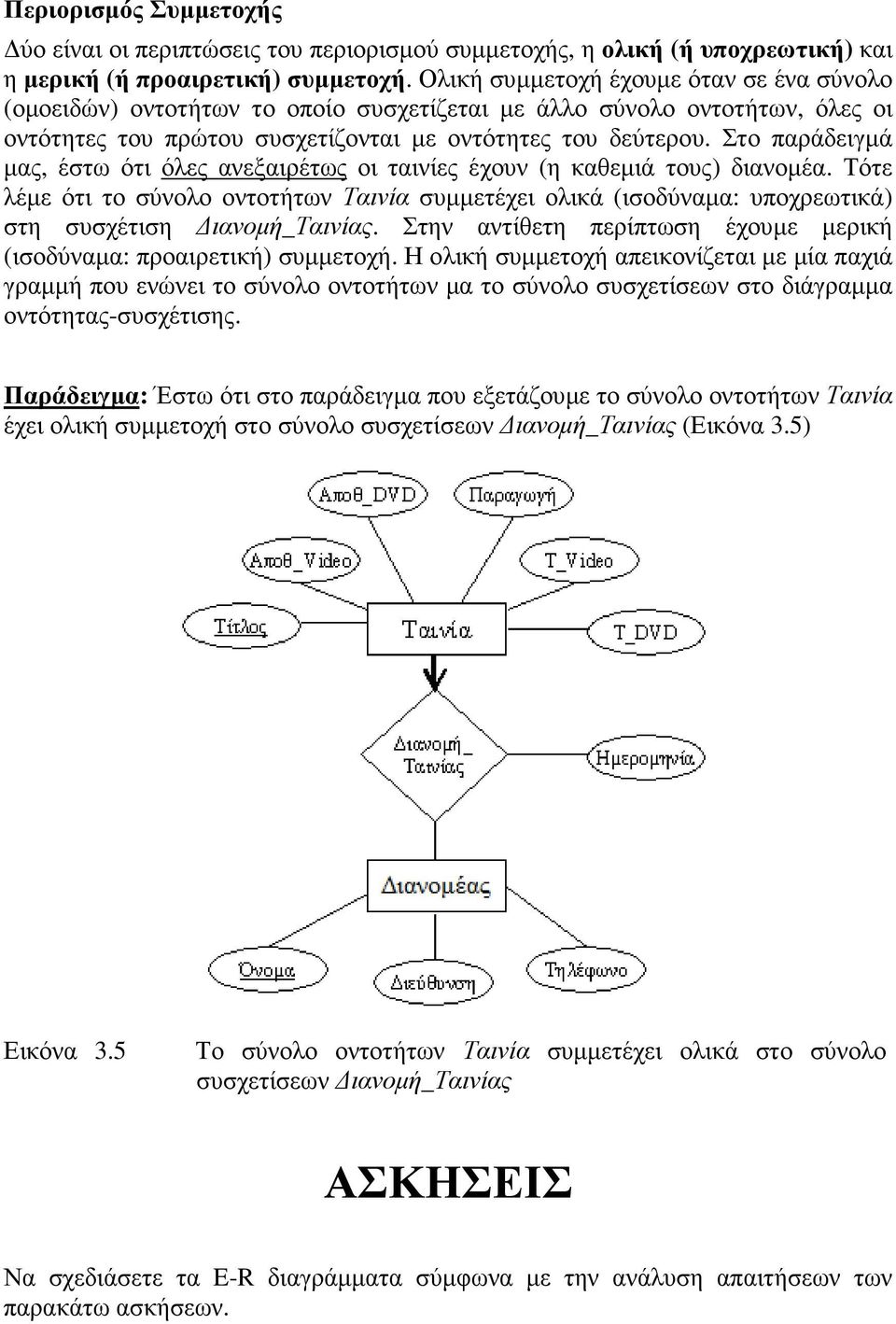 Στο παράδειγµά µας, έστω ότι όλες ανεξαιρέτως οι ταινίες έχουν (η καθεµιά τους) διανοµέα.