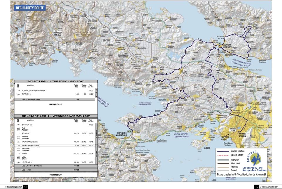 70 2h 00' 10:30 Ritsona Pournos 2A HALKIDA Regroup In 98.40 2h 15' 12:45 6th HISTORIC ACROPOLIS RALLY 2007 Itinerary - Regularity 2B HALKIDA Regroup Exit 0.