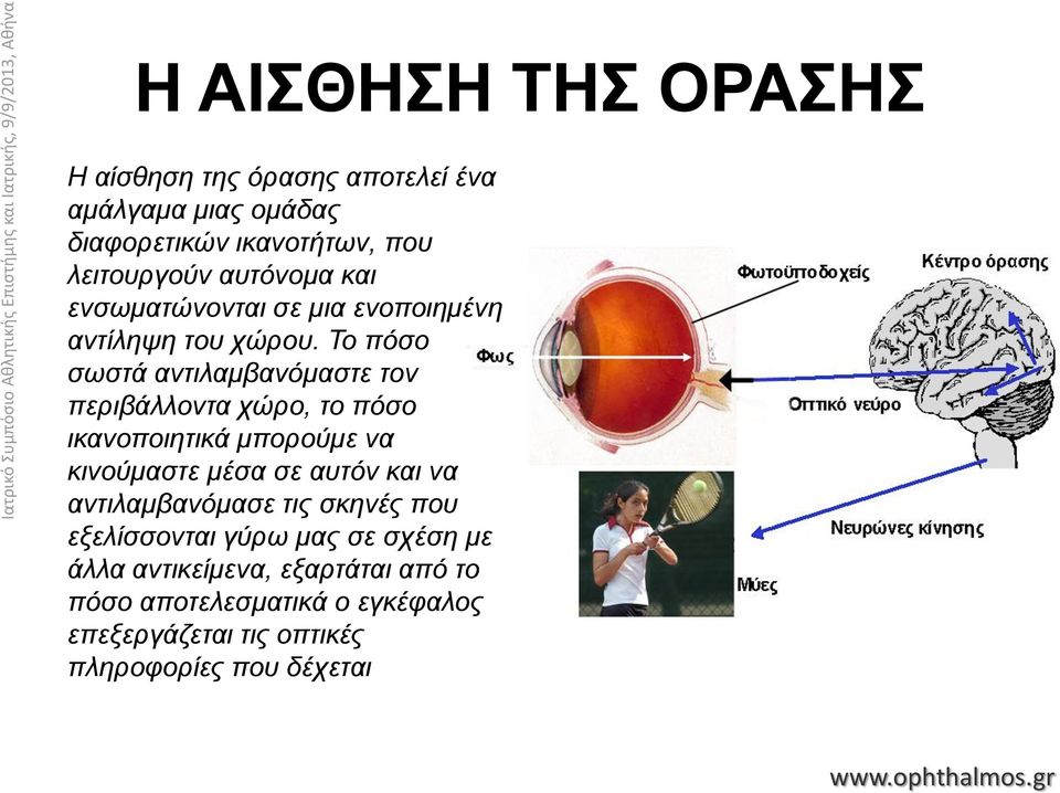 Το πόσο σωστά αντιλαμβανόμαστε τον περιβάλλοντα χώρο, το πόσο ικανοποιητικά μπορούμε να κινούμαστε μέσα σε αυτόν και να