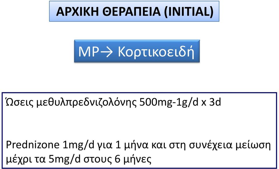 Prednizone 1mg/d για 1 μήνα και στη