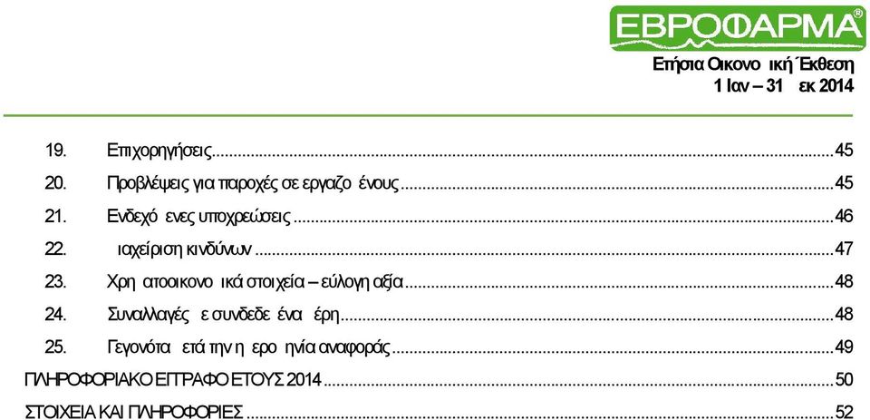 Χρηματοοικονομικά στοιχεία εύλογη αξία...48 24. Συναλλαγές με συνδεδεμένα μέρη.