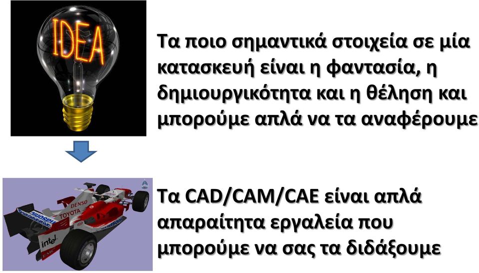μπορούμε απλά να τα αναφέρουμε Τα CAD/CAM/CAE είναι