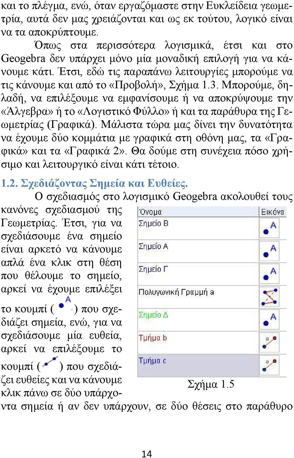 Έτσι, εδώ τις παραπάνω λειτουργίες μπορούμε να τις κάνουμε και από το «Προβολή», Σχήμα 1.3.