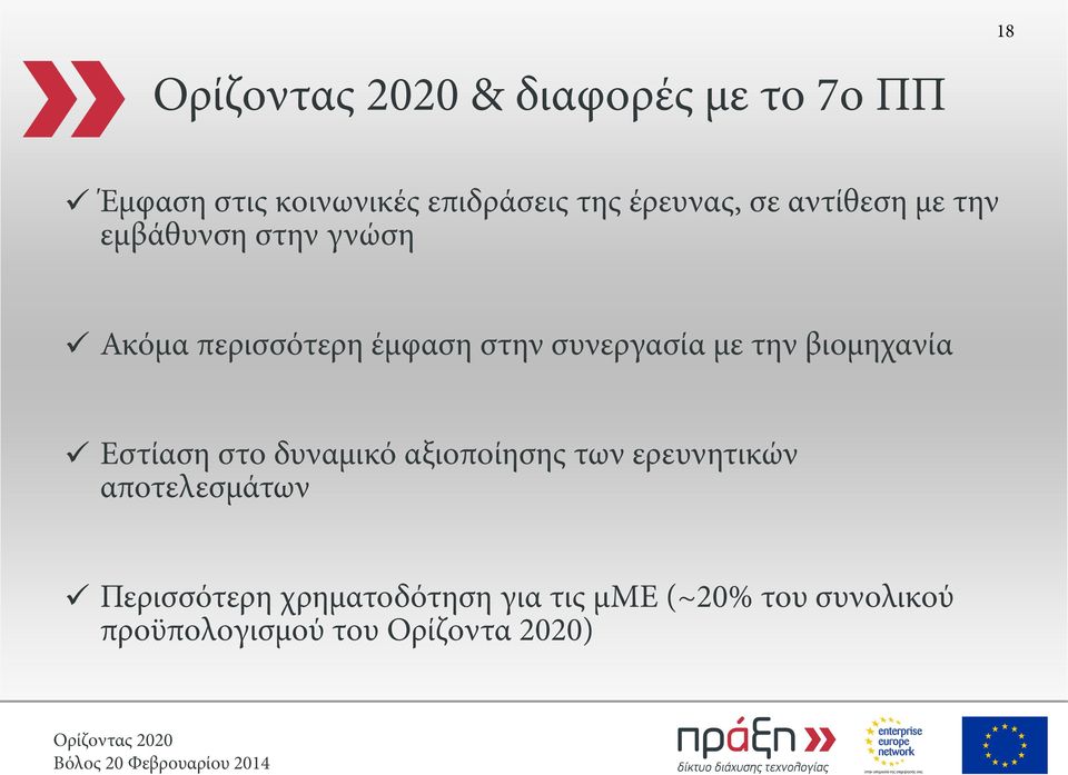 την βιομηχανία Εστίαση στο δυναμικό αξιοποίησης των ερευνητικών αποτελεσμάτων