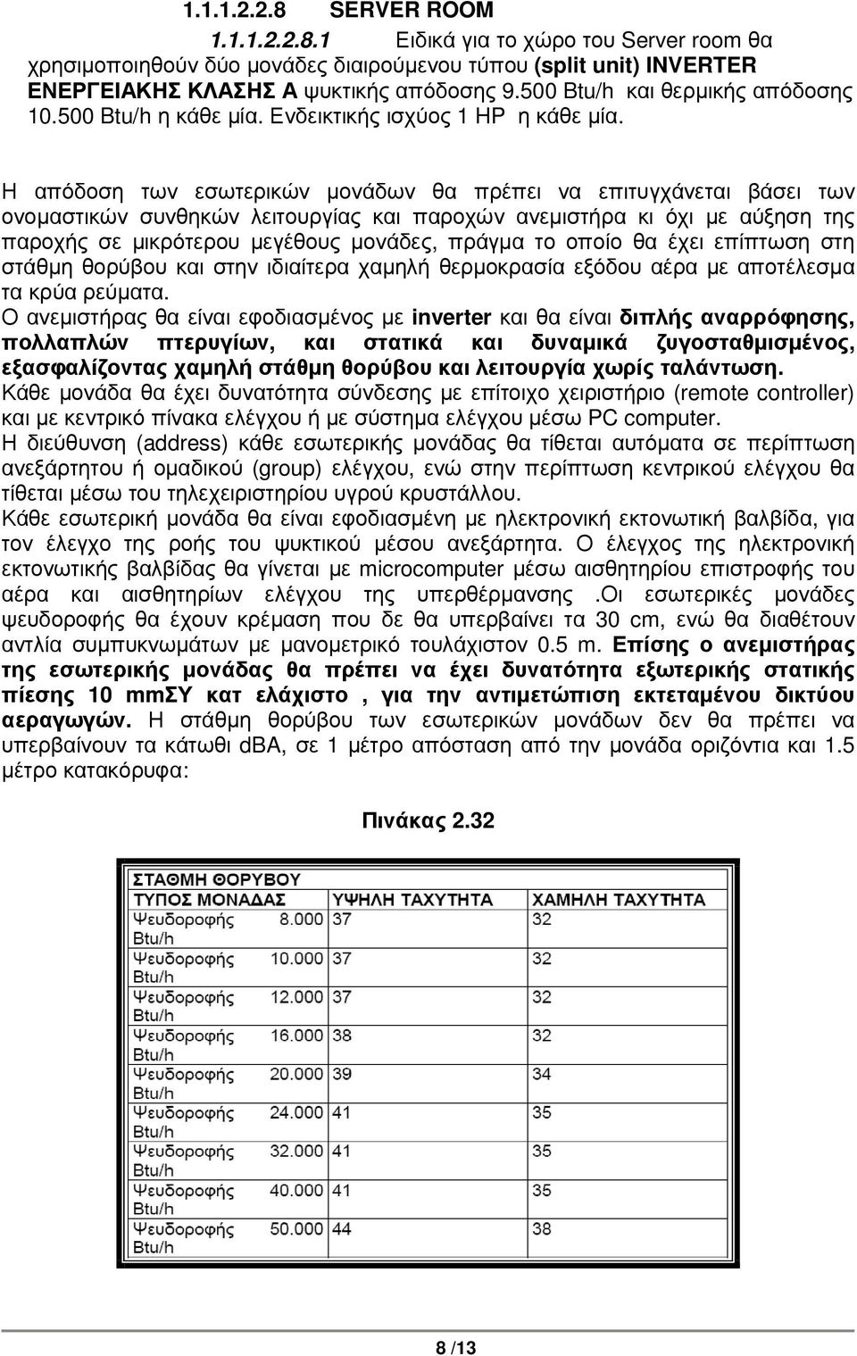 Η απόδοση των εσωτερικών µονάδων θα πρέπει να επιτυγχάνεται βάσει των ονοµαστικών συνθηκών λειτουργίας και παροχών ανεµιστήρα κι όχι µε αύξηση της παροχής σε µικρότερου µεγέθους µονάδες, πράγµα το