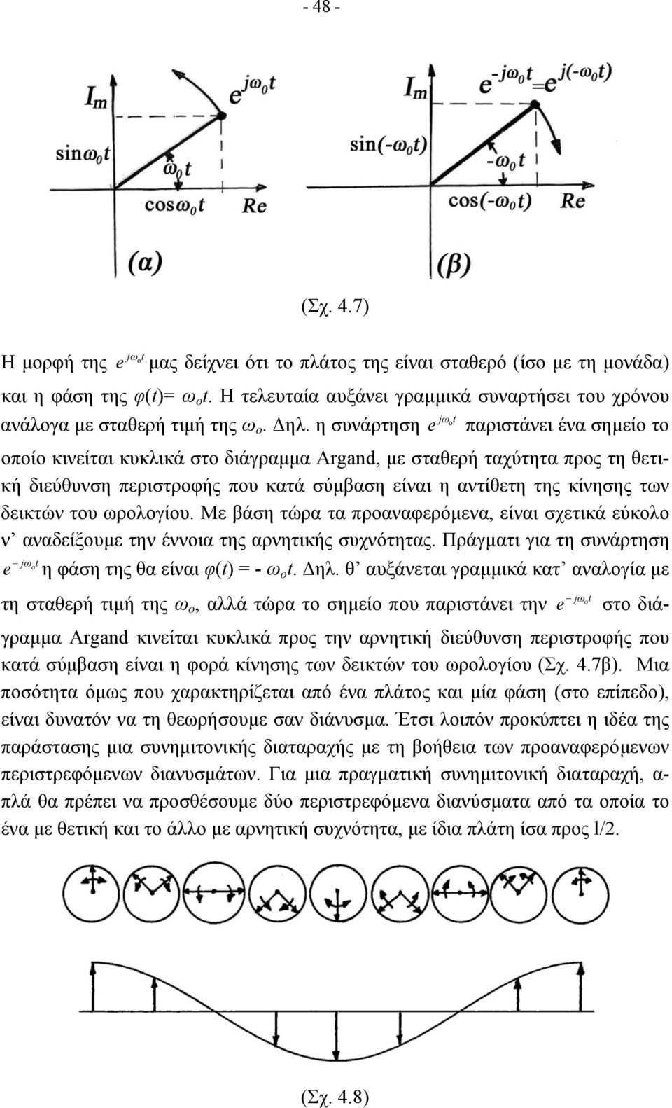 η συνάρτηση e παριστάνει ένα σηµείο το οποίο κινείται κυκλικά στο διάγραµµα Argad, µε σταθερή ταχύτητα προς τη θετική διεύθυνση περιστροφής που κατά σύµβαση είναι η αντίθετη της κίνησης των δεικτών