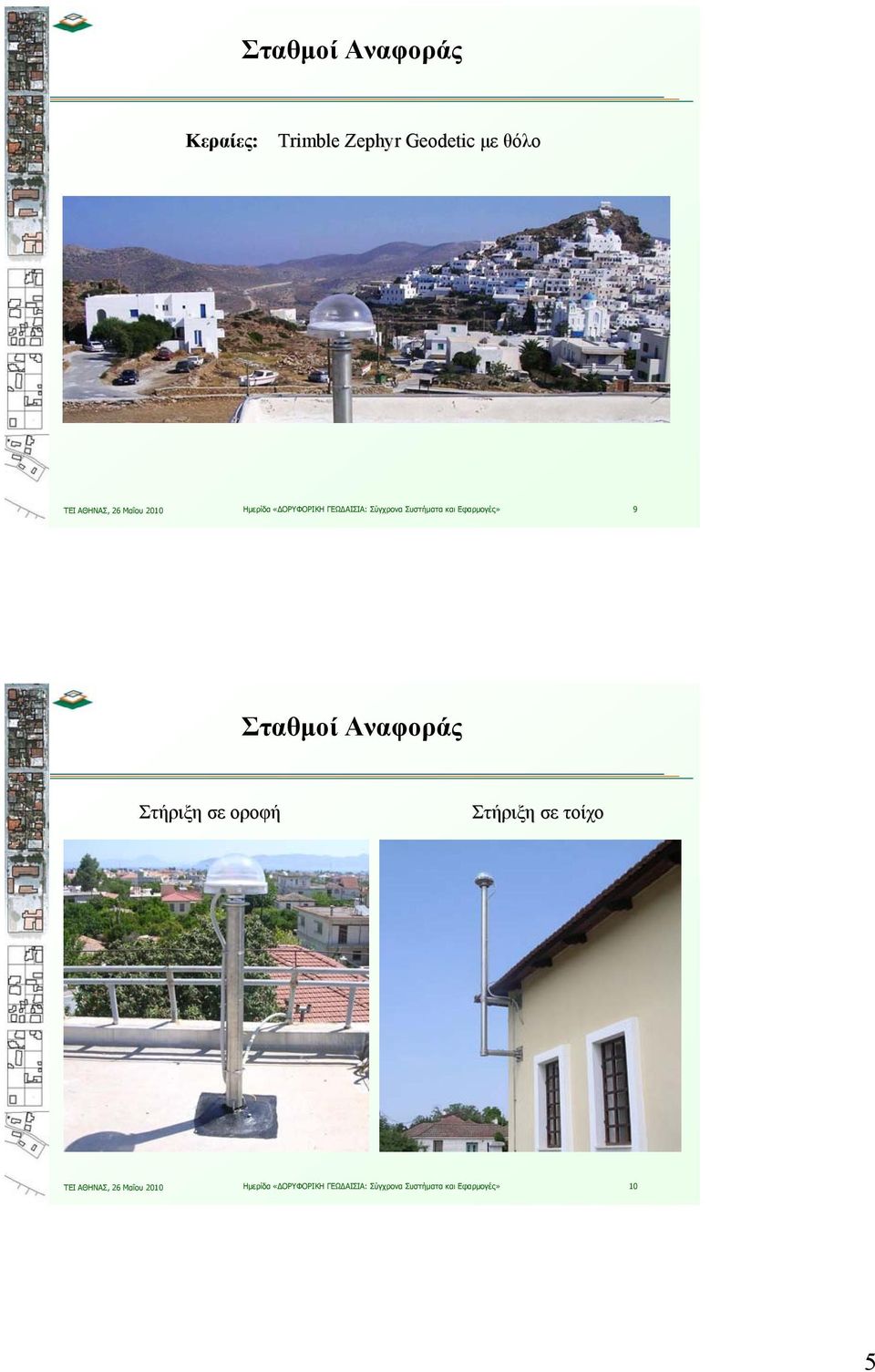 Εφαρμογές» 9 Σταθμοί Αναφοράς Στήριξη σε οροφή Στήριξη σε τοίχο ΤΕΙ