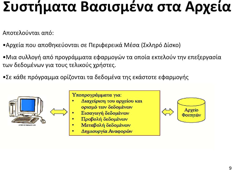 προγράμματα εφαρμογών τα οποία εκτελούν την επεξεργασία των δεδομένων