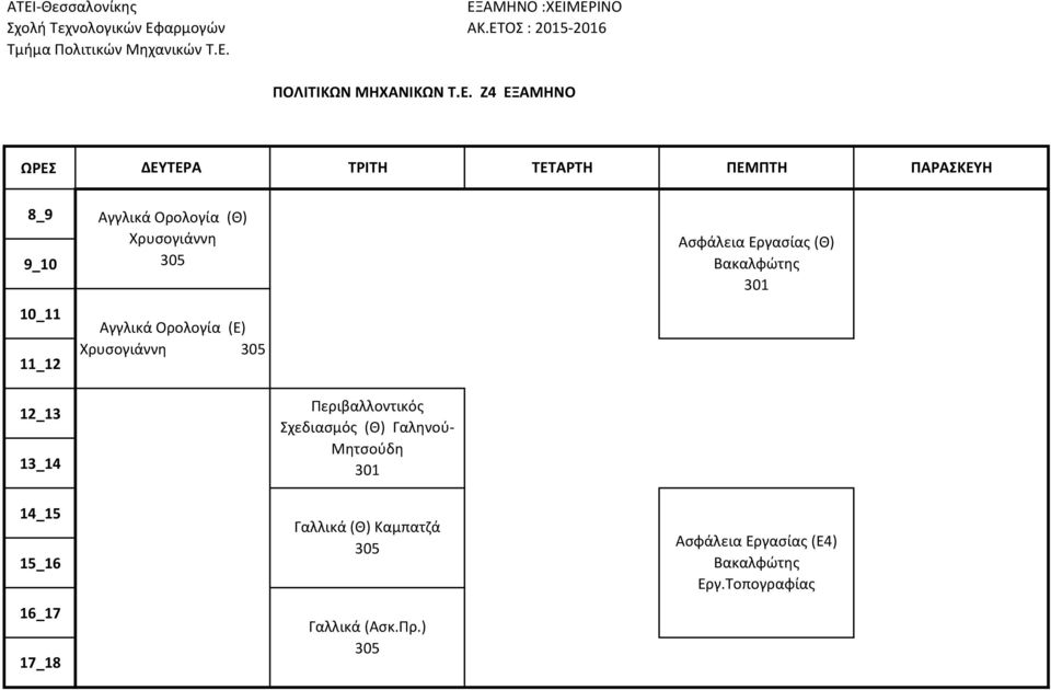 Χρυσογιάννη Ασφάλεια Εργασίας (Θ) Βακαλφώτης Περιβαλλοντικός